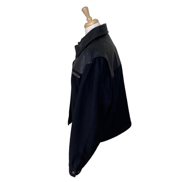 HARLEY -DAVIDSON Mens' Wool and Leather Trim Zip Up Motorcycle Jacket Size Large - Picture 4 of 8